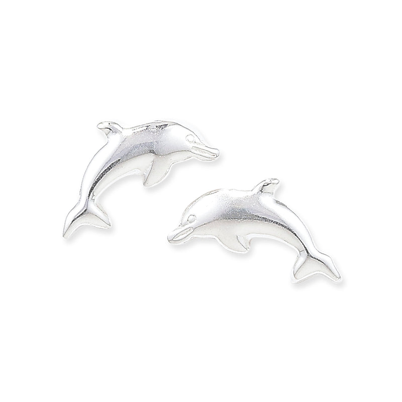 Sterling Silver Dolphin Stud Earrings