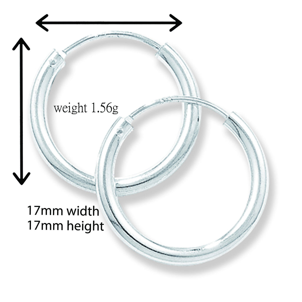 17mm Sterling Silver Hoop Sleeper Earrings - Hypoallergenic Jewellery for Women by Aeon