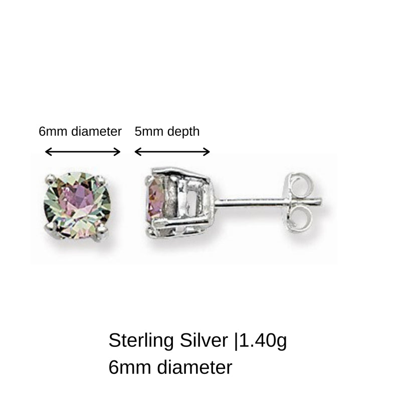 Sterling Silver Swarovski Crystal 6mm Stud Earrings