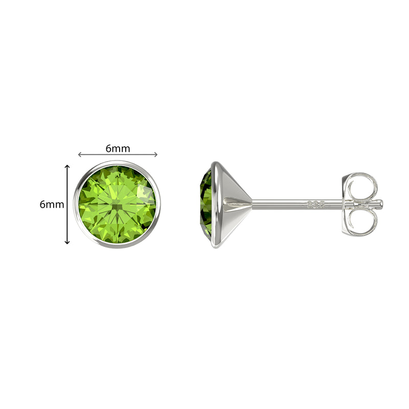 Sterling Silver Birthstone August Peridot Swarovski Crystal Stud Earrings for Women & Girls. Gift Boxed Present