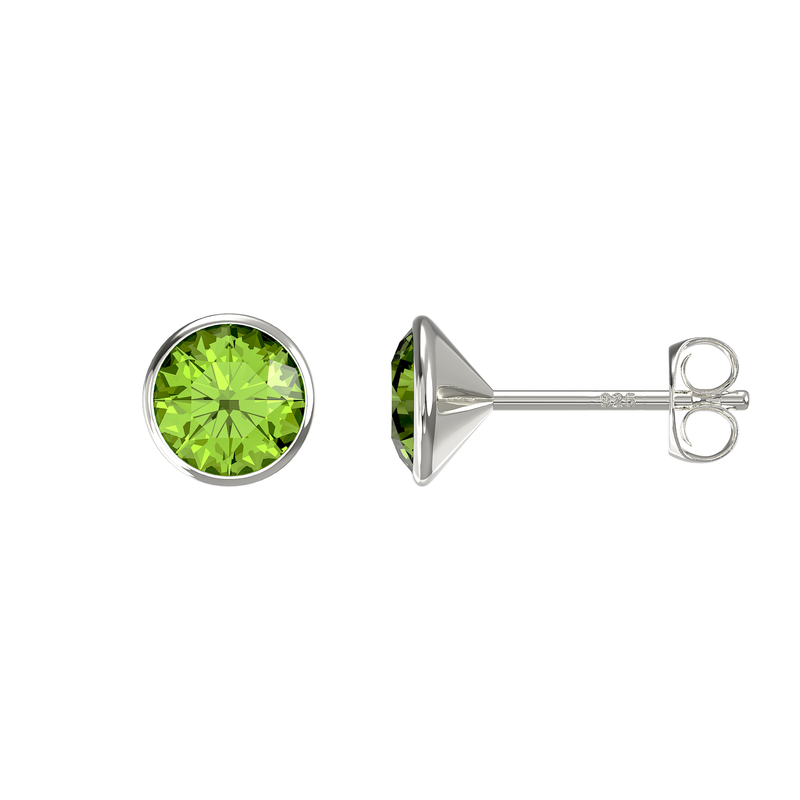 Sterling Silver Birthstone August Peridot Swarovski Crystal Stud Earrings for Women & Girls. Gift Boxed Present