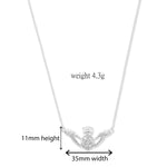 Sterling Silver Claddagh Necklace Set with Cubic Zirconia.  925 Silver Pendant Necklace For Women