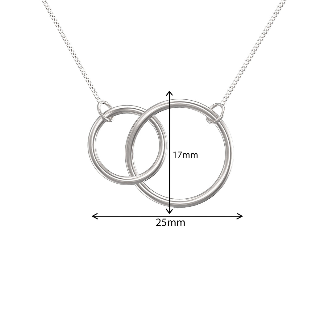 Mother Daughter Necklace - Sterling Silver Interlocked 2 Circle Necklace.