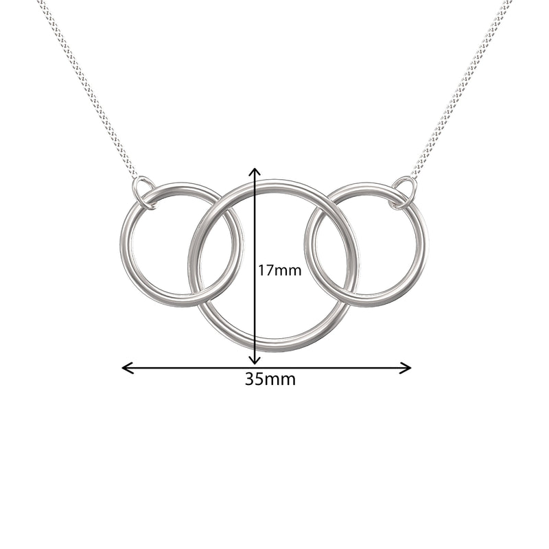 30th Birthday Gifts For Women.  3 Circle Sterling Silver Necklace for Women.  3 Decade Necklace.