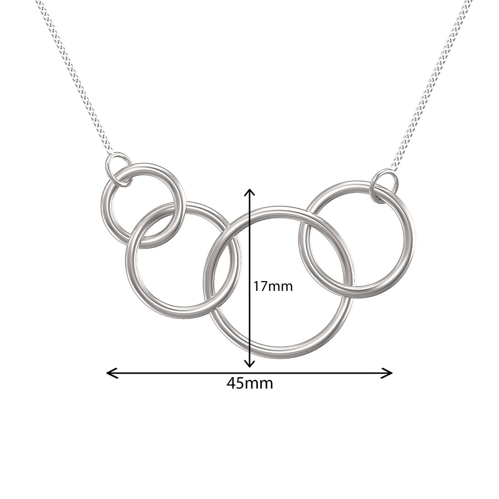 40th Birthday Gifts For Women.  4 Circle Sterling Silver Necklace for Women.  4 Decade Necklace.