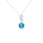 Sterling Silver Blue Topaz Necklace - Hypoallergenic Sterling Silver Jewellery by Aeon