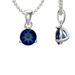 925 Sterling Silver September Birthstone Necklace for Women Girls. Sapphire. Gift Boxed Present