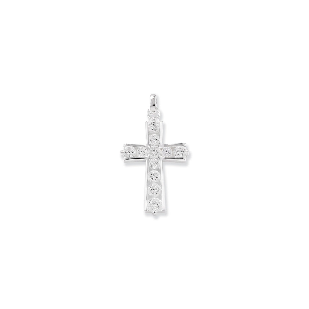 Sterling Silver Cubic Zirconia Cross Necklace - Hypoallergenic Sterling Silver Jewellery by Aeon - Durable Great Gift for Ladies and Women - 33mm * 17mm