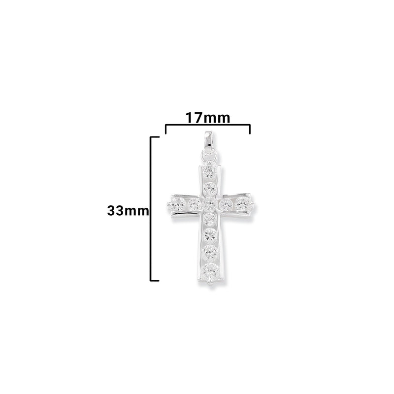 Sterling Silver Cubic Zirconia Cross Necklace - Hypoallergenic Sterling Silver Jewellery by Aeon - Durable Great Gift for Ladies and Women - 33mm * 17mm