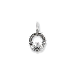 Sterling Silver Claddagh Marcasite Necklace -  Hypoallergenic Jewellery for Ladies - 20mm * 11mm