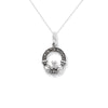 Sterling Silver Claddagh Marcasite Necklace -  Hypoallergenic Jewellery for Ladies - 20mm * 11mm