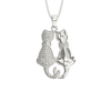 Sterling Silver Double Cat Necklace with Adjustable Chain