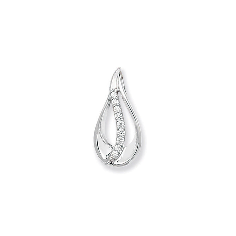 Sterling Silver Teardrop with Cubic Zirconia Down Middle Necklace - Hypoallergenic Sterling Silver Jewellery by Aeon - 23mm * 11mm