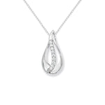 Sterling Silver Teardrop with Cubic Zirconia Down Middle Necklace - Hypoallergenic Sterling Silver Jewellery by Aeon - 23mm * 11mm