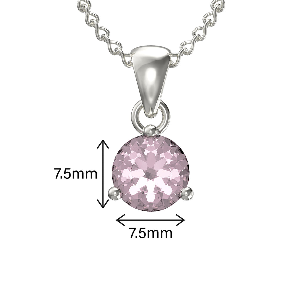 925 Sterling Silver October Birthstone Necklace for Women Girls. Pink. Gift Boxed Present