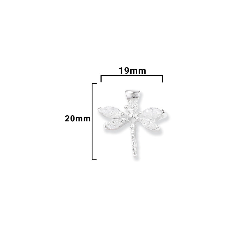 Aeon Sterling Silver White Cubic Zirconia Butterfly Pendant Necklace Chain - Hypoallergenic Sterling Silver Pendant - Beautifull Stylish Ladies Best Jewellery for Gift - 20mm * 19mm