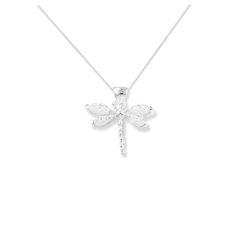 Aeon Sterling Silver White Cubic Zirconia Butterfly Pendant Necklace Chain - Hypoallergenic Sterling Silver Pendant - Beautifull Stylish Ladies Best Jewellery for Gift - 20mm * 19mm