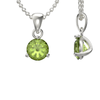 925 Sterling Silver August Birthstone Necklace for Women & Girls. Olive Green. Gift Boxed Present