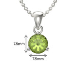 925 Sterling Silver August Birthstone Necklace for Women & Girls. Olive Green. Gift Boxed Present