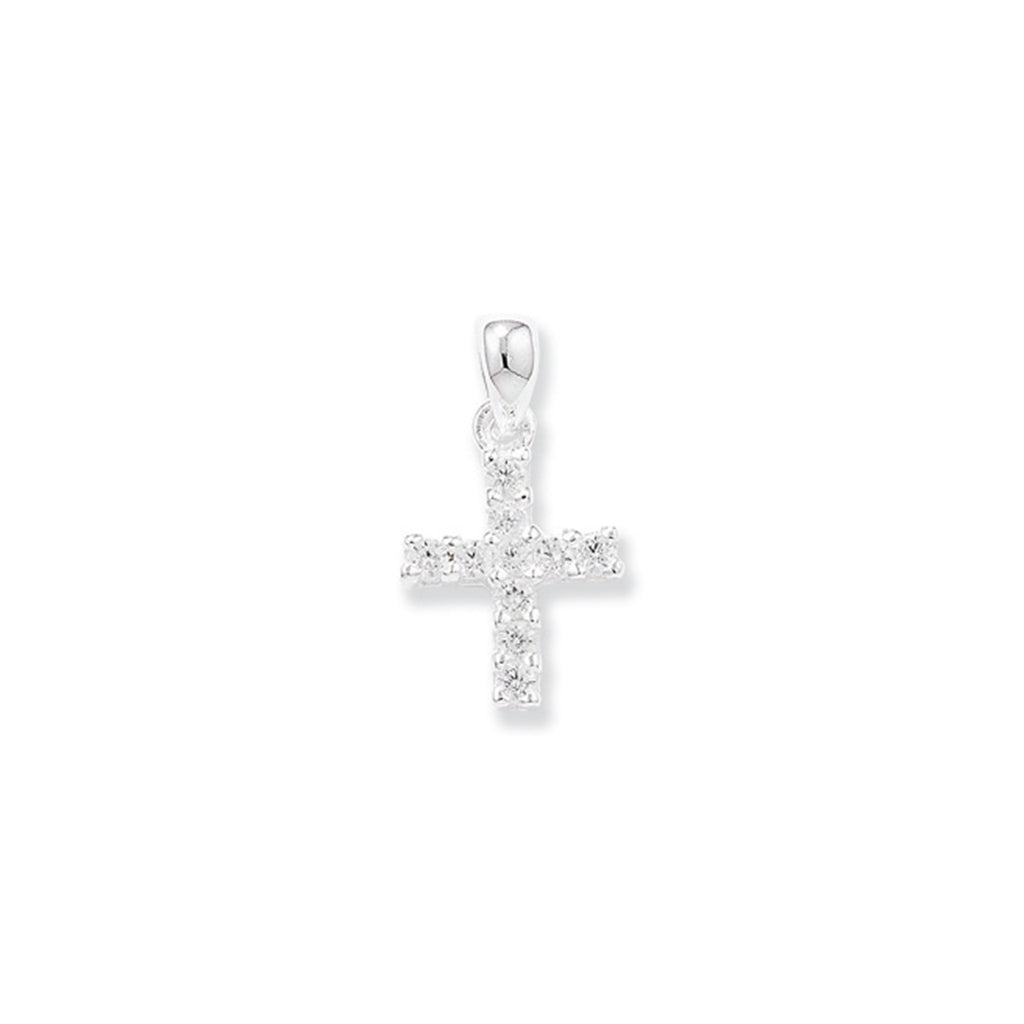 Sterling Silver Cubic Zirconia Cross Necklace - Hypoallergenic Sterling Silver Jewellery by Aeon  - 20mm * 10mm