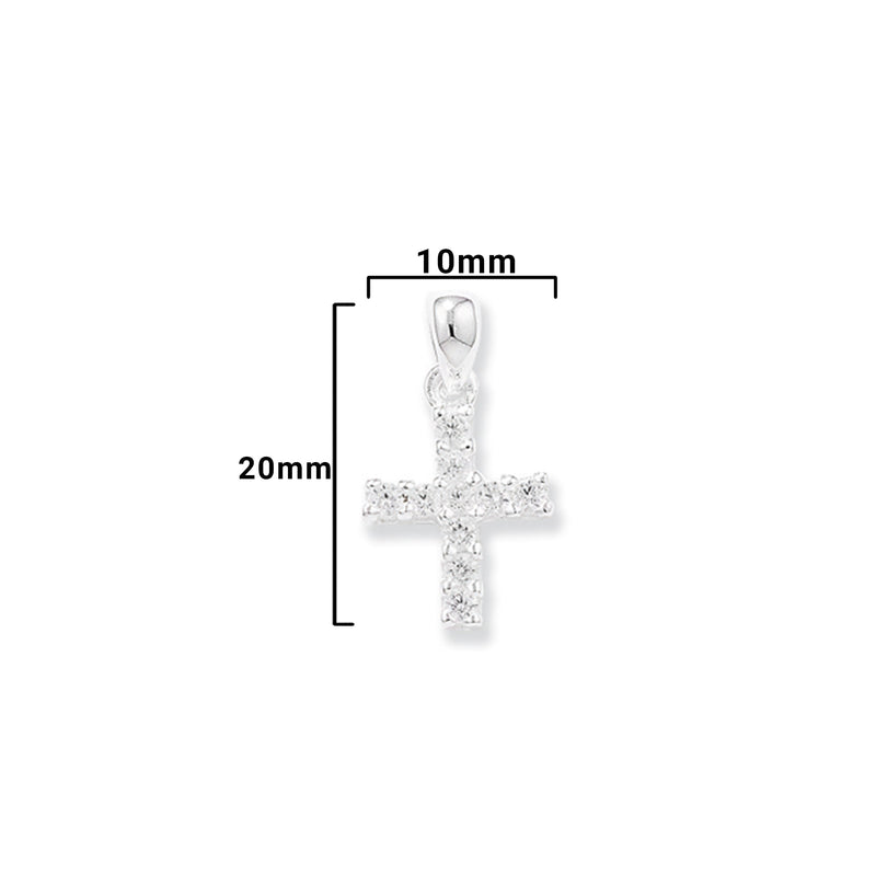 Sterling Silver Cubic Zirconia Cross Necklace - Hypoallergenic Sterling Silver Jewellery by Aeon  - 20mm * 10mm