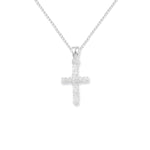 Sterling Silver Cubic Zirconia Cross Necklace - Hypoallergenic Sterling Silver Jewellery by Aeon - 24mm * 12mm