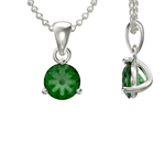 925 Sterling Silver May Birthstone Necklace for Women Girls. Emerald. Gift Boxed Present