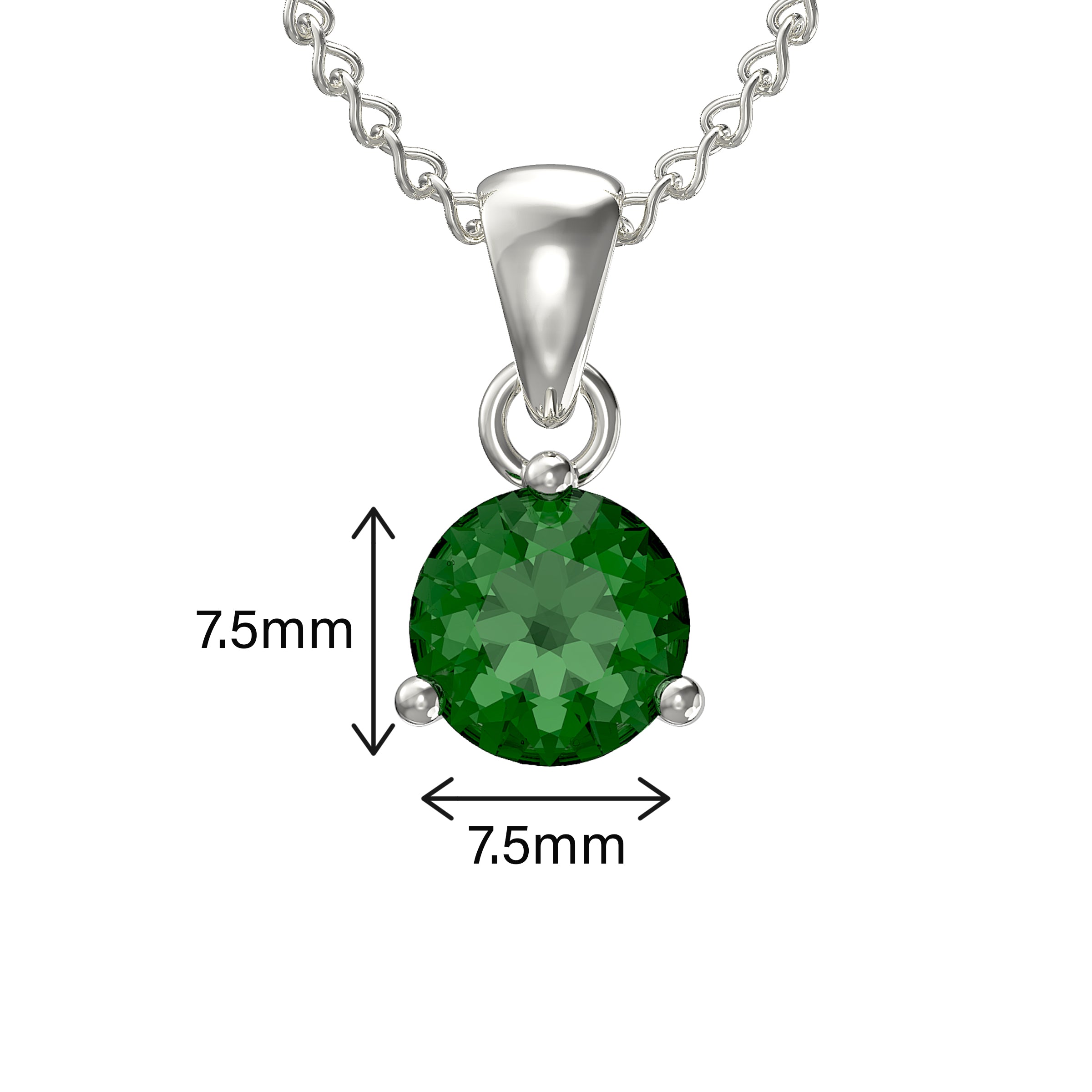 ChicSilver Women May Birthstone Necklace 925 Sterling Silver Small Dark Green Crystal Emerald Pendant Heart Pendant Necklace for Women, Women's