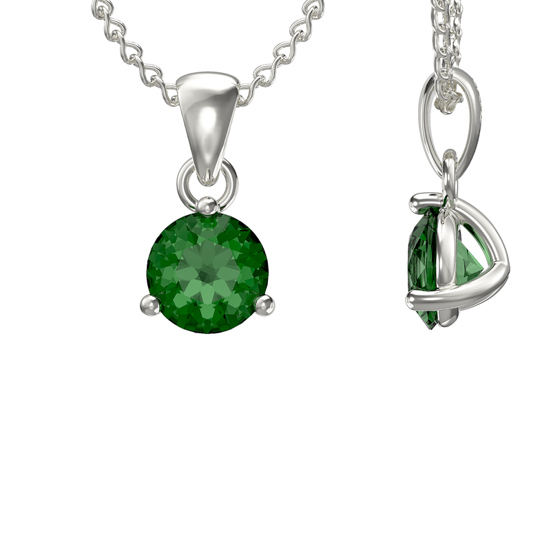 925 Sterling Silver May Birthstone Necklace for Women Girls. Emerald. Gift Boxed Present