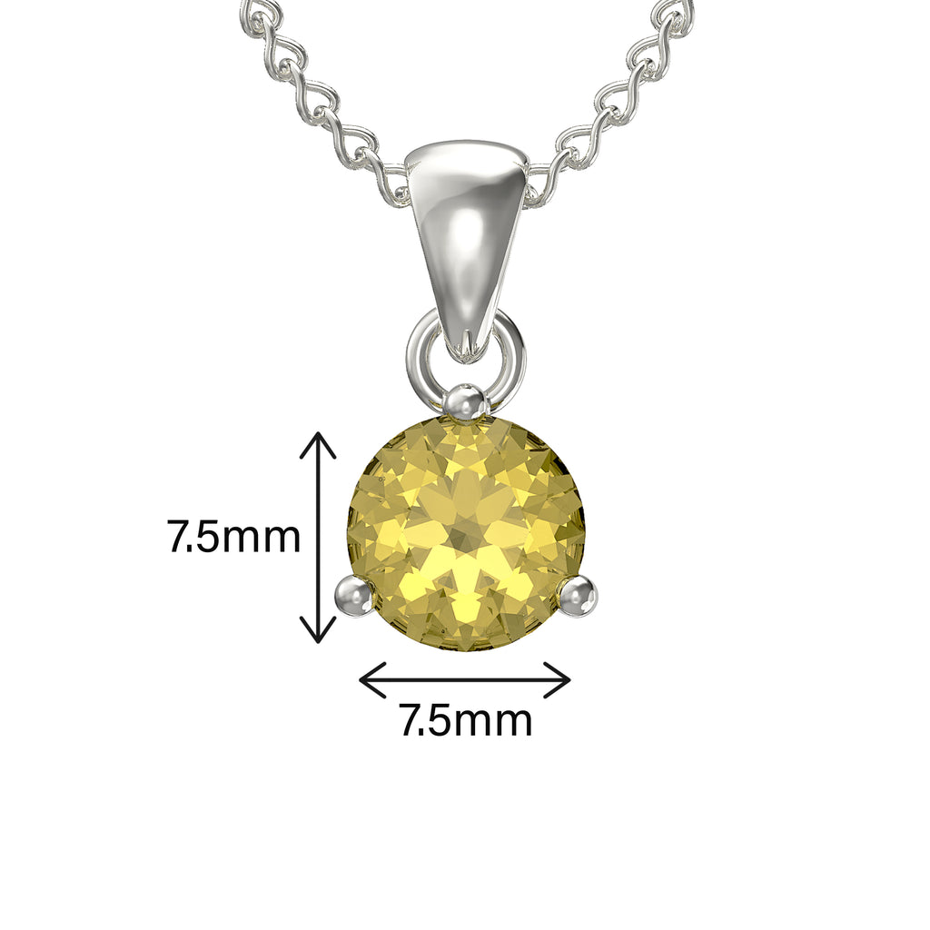 925 Sterling Silver November Birthstone Necklace for Women & Girls. Yellow Topaz. Gift Boxed Present