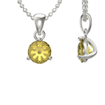 925 Sterling Silver November Birthstone Necklace for Women & Girls. Yellow Topaz. Gift Boxed Present