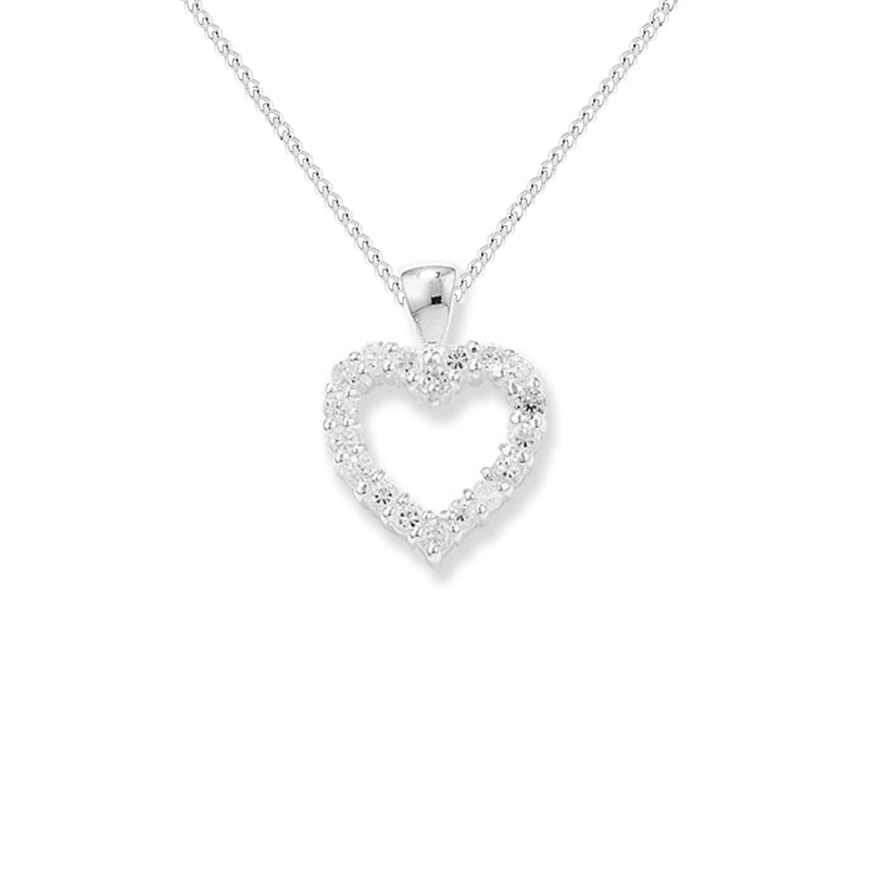 Sterling Silver Heart Necklace - Hypoallergenic Sterling Silver Jewellery by Aeon - 20mm * 14mm