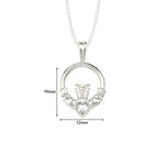 Sterling Silver Claddagh Necklace -  Hypoallergenic Jewellery for Ladies - 20mm * 12mm