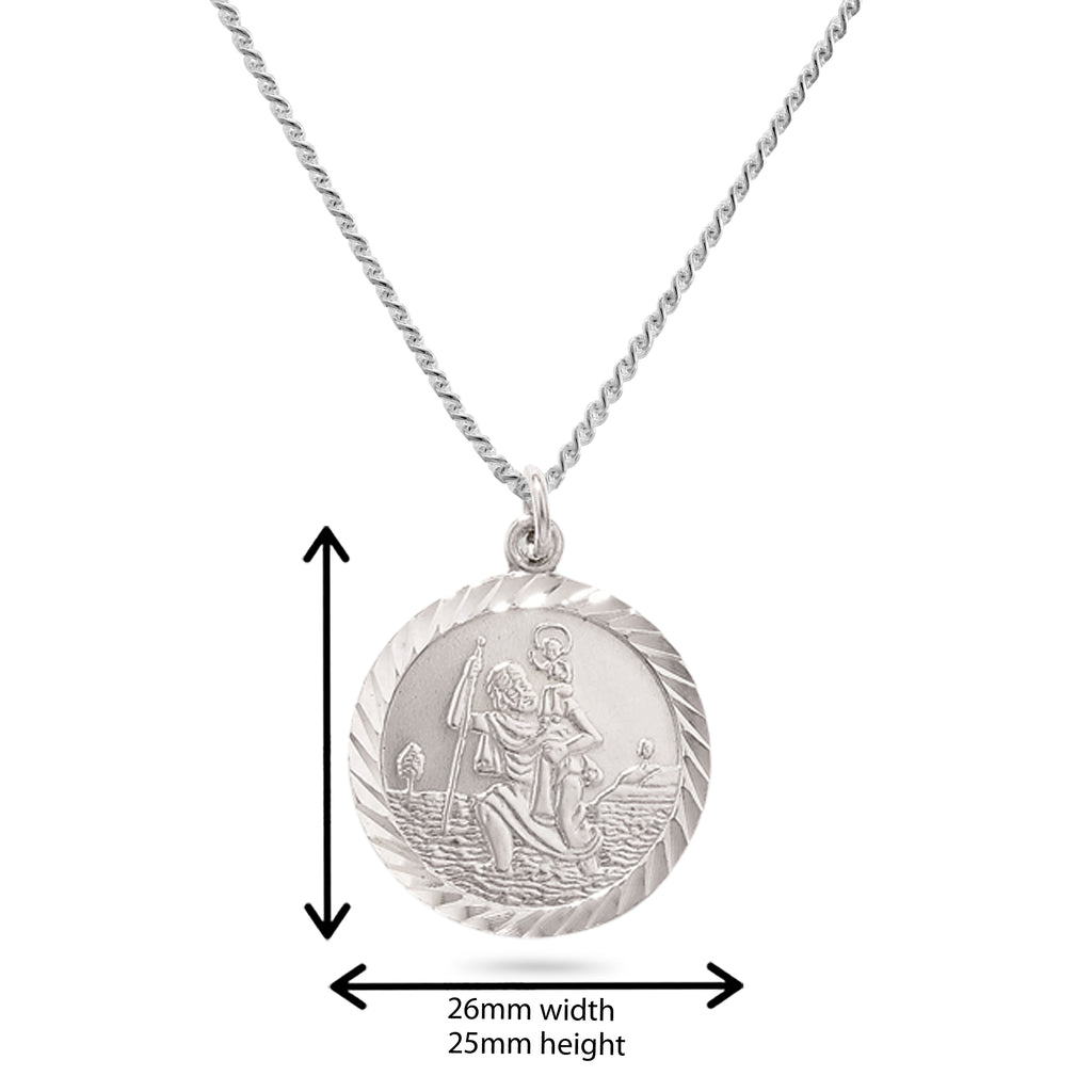 Sterling Silver St Christopher Medal Necklace. Hypoallergenic Sterling Silver Jewellery by Aeon