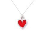 Aeon Sterling Silver Red Heart Pendant Necklace Chain - Hypoallergenic Sterling Silver Pendant - Romantic Fashionable Stylish Ladies Jewellery - 11mm * 8mm