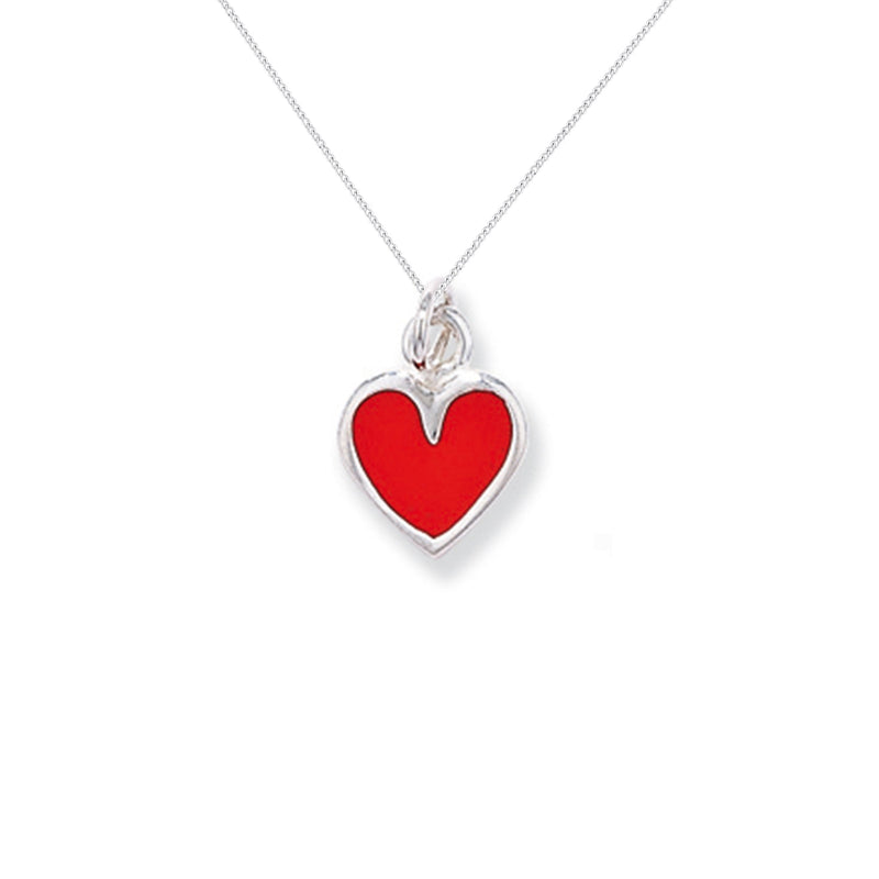 Aeon Sterling Silver Red Heart Pendant Necklace Chain - Hypoallergenic Sterling Silver Pendant - Romantic Fashionable Stylish Ladies Jewellery - 11mm * 8mm