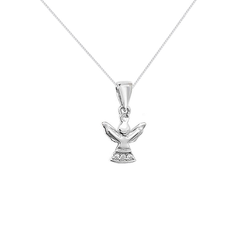 Sterling Silver Angel Pendant with Cubic Zirconia Necklace - Hypoallergenic Sterling Silver Jewellery by Aeon