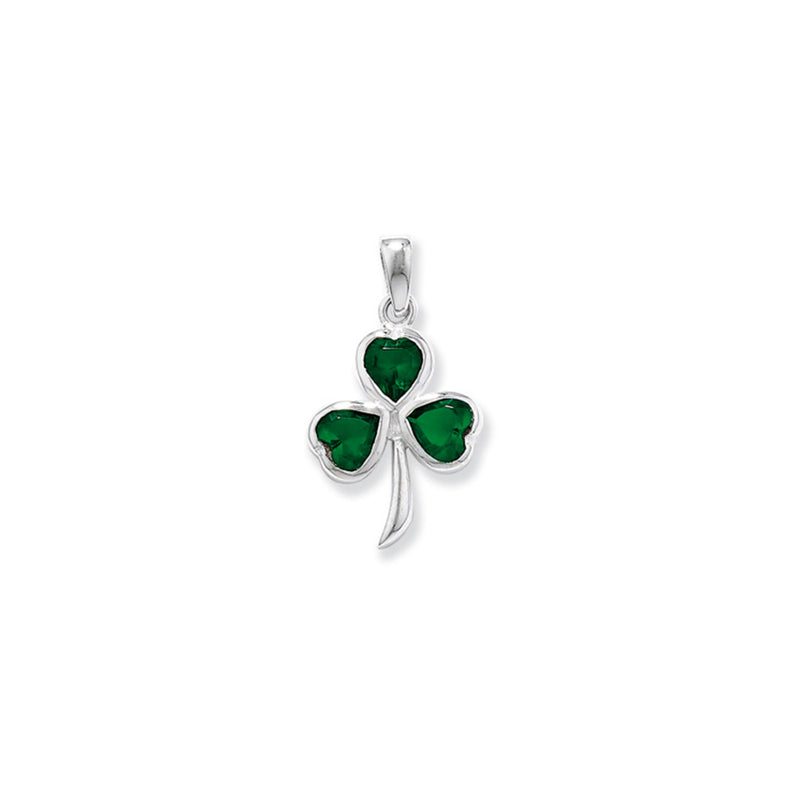 Aeon Sterling Silver 3 Stone Shamrock pendant necklace chain - Hypoallergenic Sterling Silver Pendant - Fashionable Stylish Ladies Jewellery - 24mm * 13mm