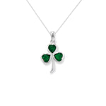 Aeon Sterling Silver 3 Stone Shamrock pendant necklace chain - Hypoallergenic Sterling Silver Pendant - Fashionable Stylish Ladies Jewellery - 24mm * 13mm