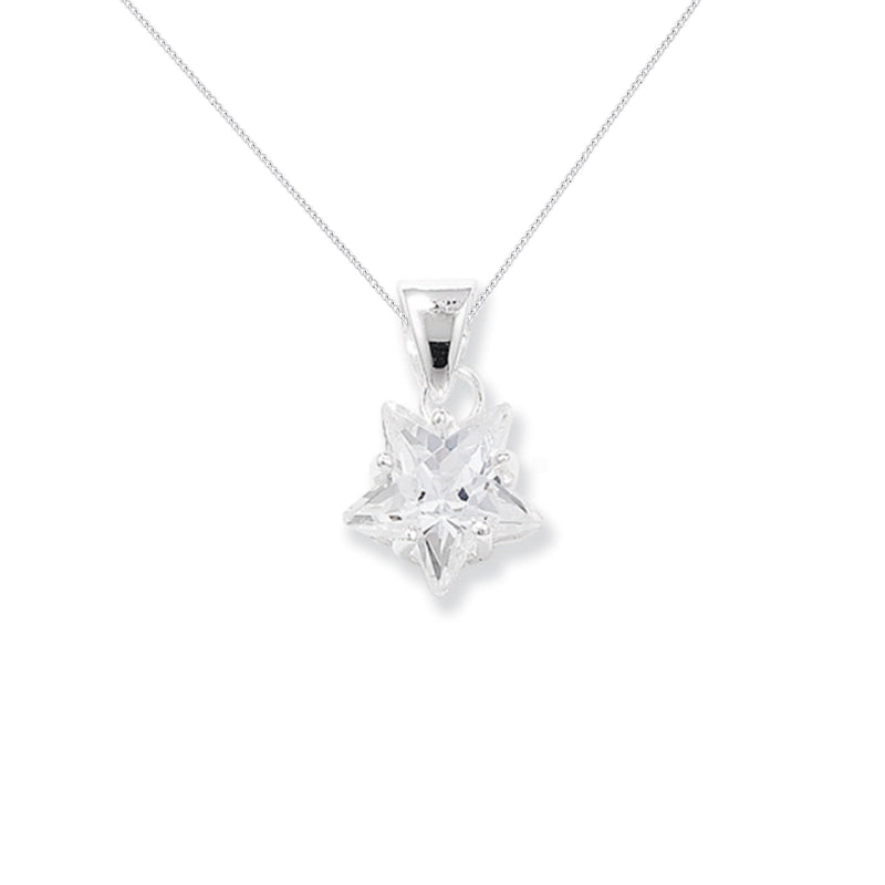 Sterling Silver Star Cubic Zirconia Necklace - Hypoallergenic Sterling Silver Jewellery by Aeon