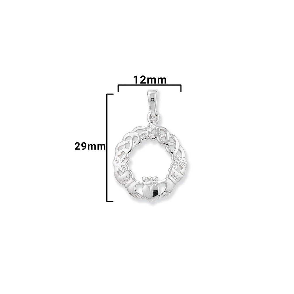 Sterling Silver Claddagh Necklace -  Hypoallergenic Jewellery for Ladies - 19mm * 12mm