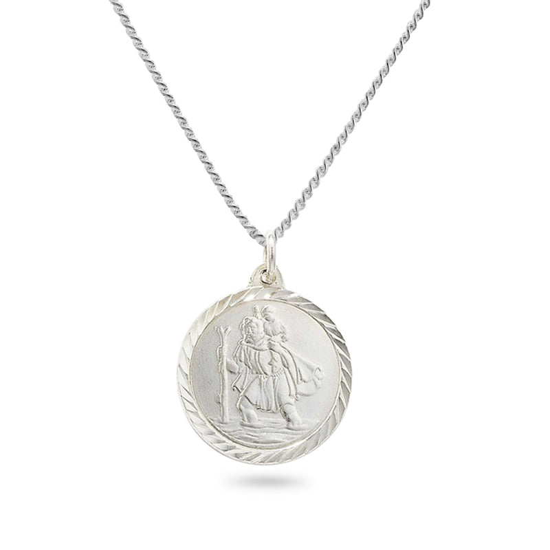 Sterling Silver St Christopher Medal Necklace. Hypoallergenic Sterling Silver Jewellery by Aeon