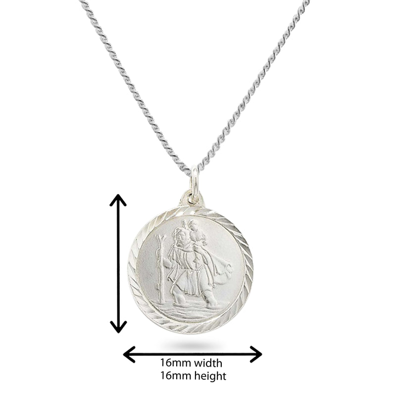 Sterling Silver St Christopher Medal Necklace. Hypoallergenic Sterling Silver Jewellery by Aeon