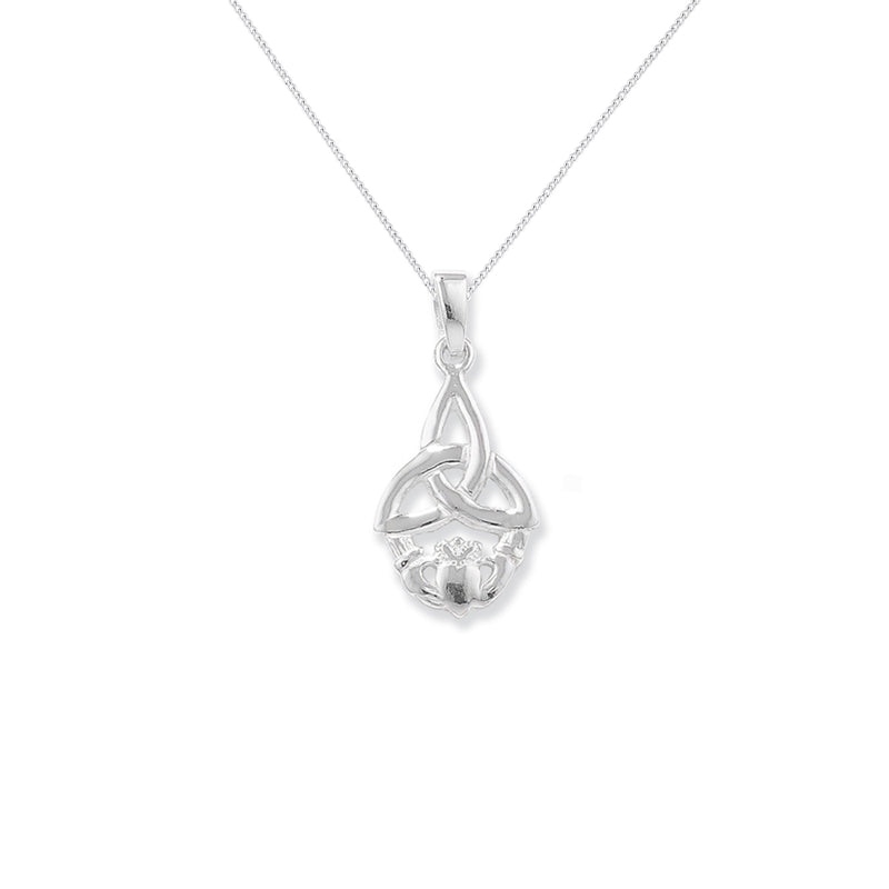 Sterling Silver Claddagh Necklace -  Hypoallergenic Jewellery for Ladies - 25mm * 8mm