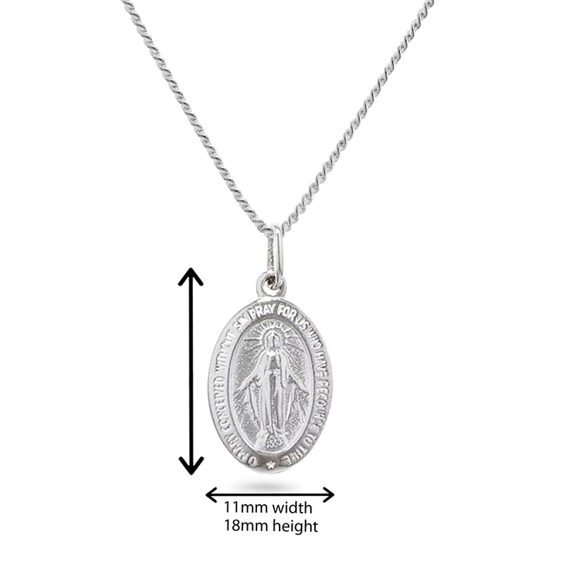 Sterling Silver Miraculous Medal Necklace. Hypoallergenic Sterling Silver Jewellery by Aeon