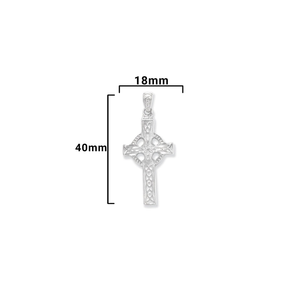 Sterling Silver Celtic Cross Necklace - Hypoallergenic Ladies Jewellery - 40mm * 18mm