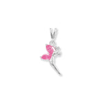 Aeon Sterling Silver Pink Cubic Zirconia Fairy Pendant, Necklace Chain - Hypoallergenic Sterling Silver Pendant - Charming Fashionable Stylish Ladies Jewellery - 24mm * 10mm