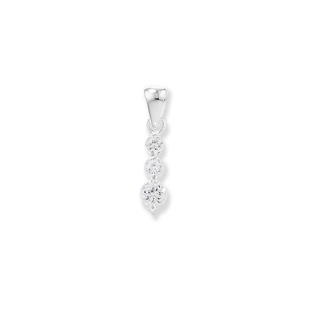 Sterling Silver 3 Cubic Zirconia Drop Necklace - Hypoallergenic Sterling Silver Jewellery by Aeon