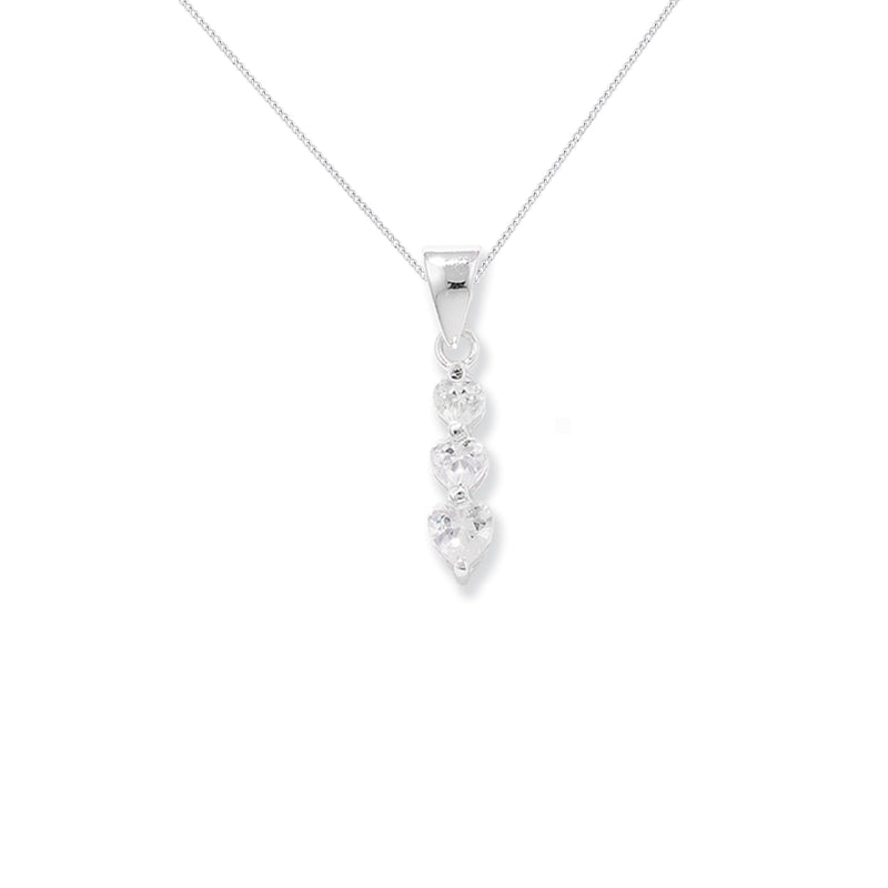 Sterling Silver 3 Heart Drop Necklace - Hypoallergenic Sterling Silver Jewellery by Aeon