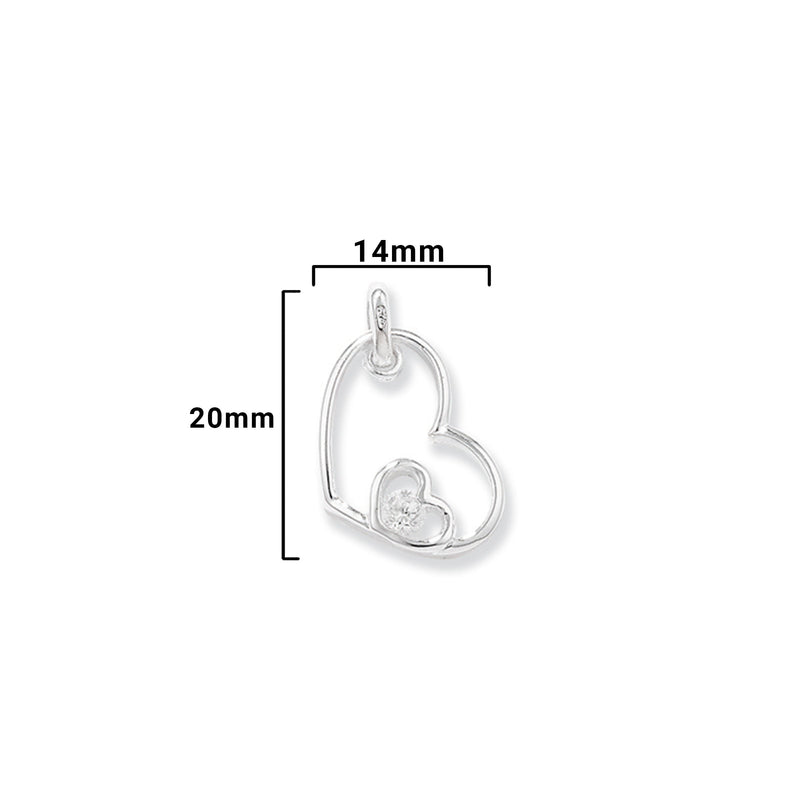 Sterling Silver Heart Necklace - Hypoallergenic Sterling Silver Jewellery by Aeon - 24mm * 14mm